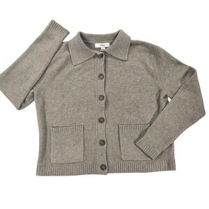 M&S Collared Button Front Knit Cardigan Mocha Brown Small Womens Academia